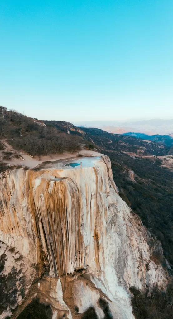 Aerial Shot of the Hierve el Agua Rock Formation in Mexico