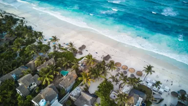 aerial photography of houses near the Best Beaches in Tulum