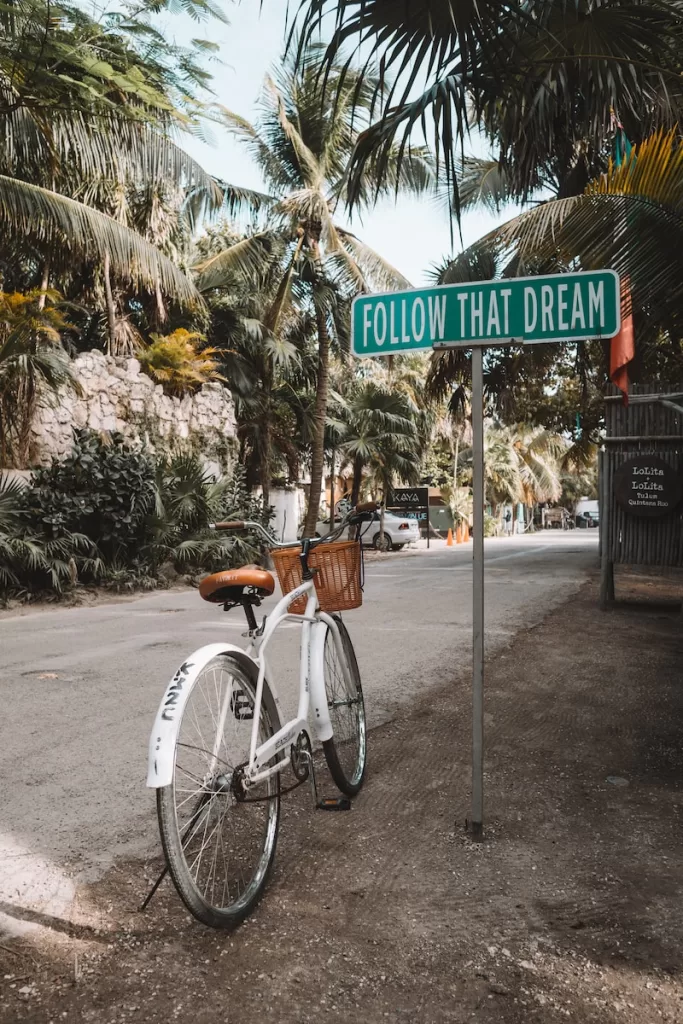 parked white bicycle & travel alone quotes