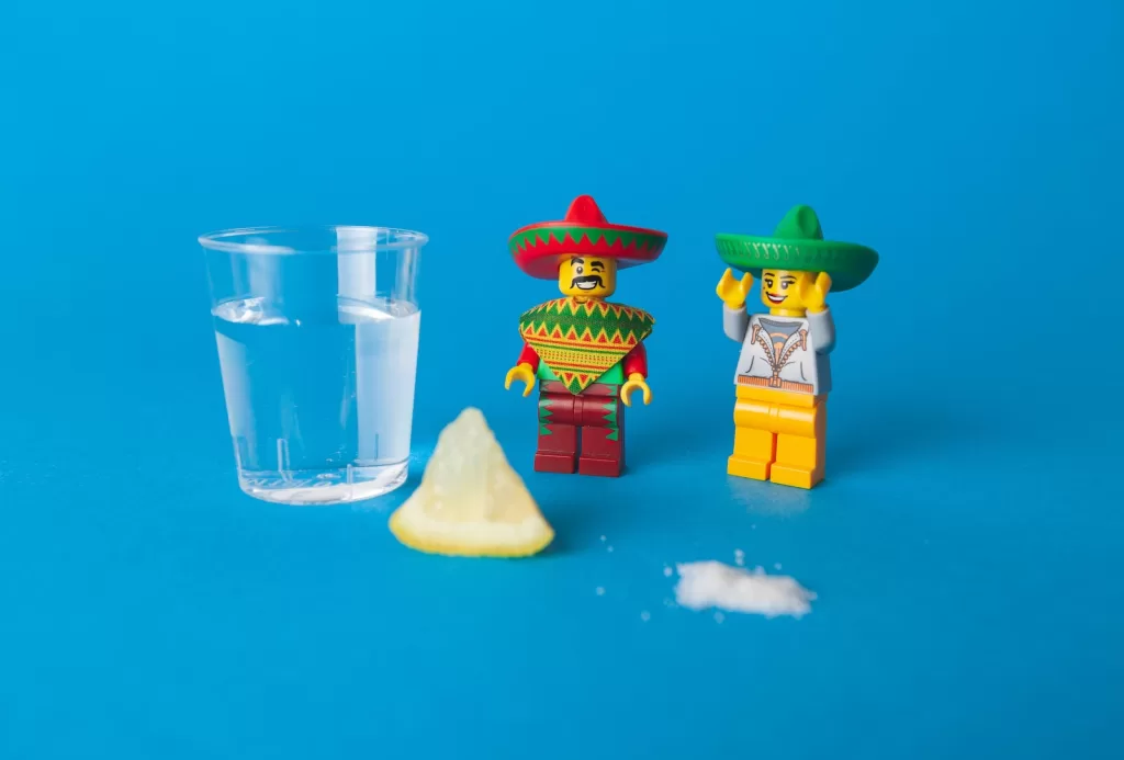 yellow and red lego toy Tequila from Mexico