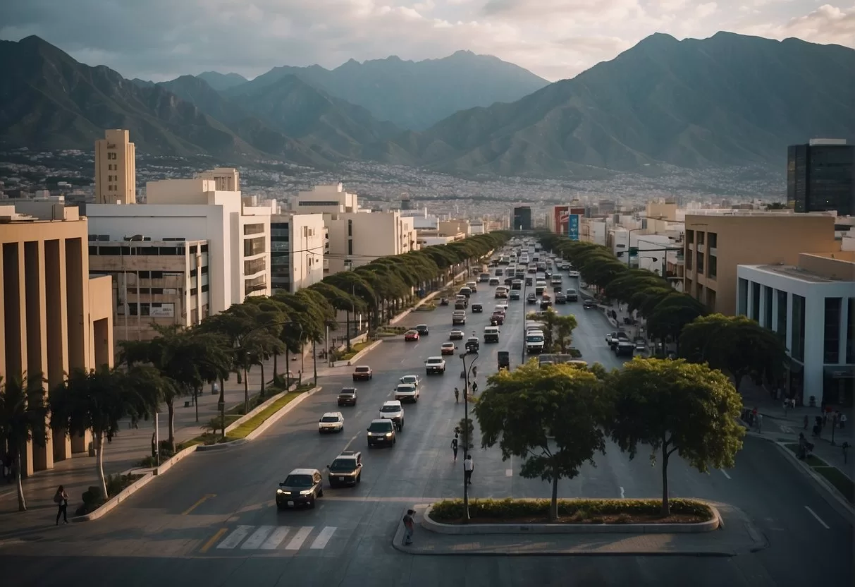 Monterrey, Mexico appears calm and secure, with bustling streets and people going about their daily activities without fear