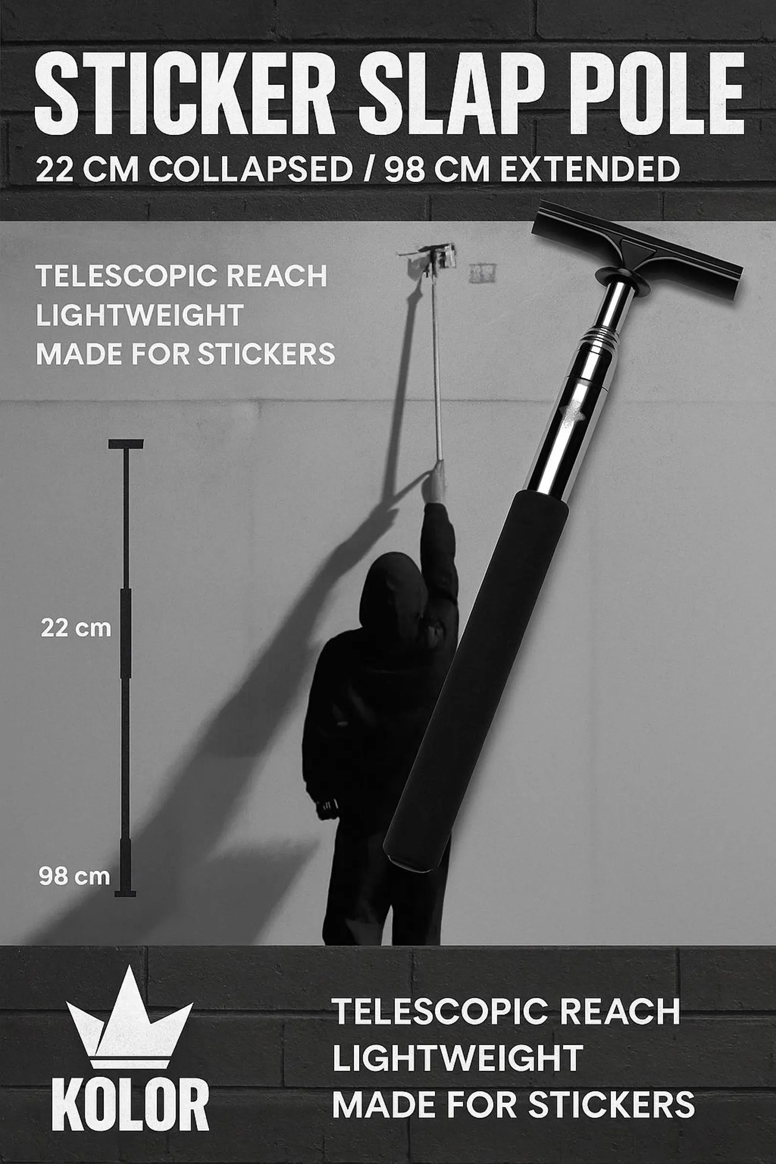 Telescopic Sticker Slap Pole for Stealth Graffiti and Urban Art